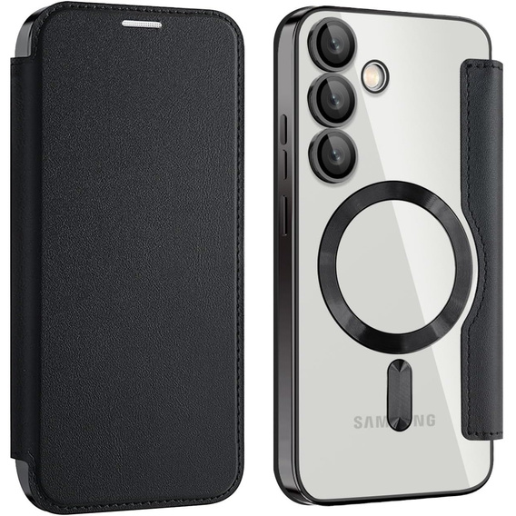 Etui z klapką do Samsung Galaxy S25 FE, RFID Wallet MagSafe z ochroną aparatu, czarne