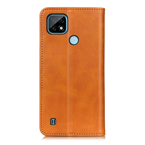 Etui z klapką do Realme C21, Split Leather, brązowe