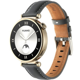 Pasek skórzany uniwersalny 18mm, ze srebrną klamrą, Szary