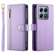 Etui z klapką do Xiaomi 14T Pro, Wallet Zipper Pocket, fioletowe