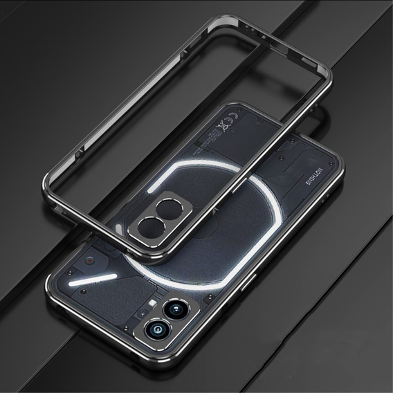 Etui do Nothing Phone 2a / 2a Plus, Armor Bumper, z osłoną obiektywu, czarne / srebrne