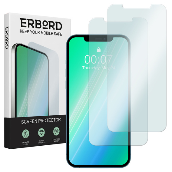 2x Szkło Hartowane do iPhone X/XS, ERBORD 9H Hard Glass, szybka