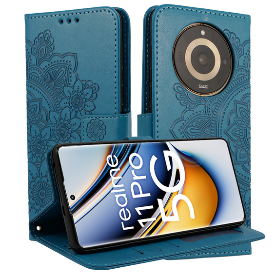 Etui z klapką do Realme 11 Pro 5G / Pro+ 5G, Mandala, niebieskie
