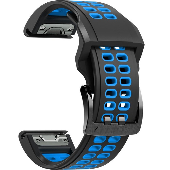 Silikonowy Pasek Two-Rows do Garmin Fenix 5/6/7 - Black/Blue