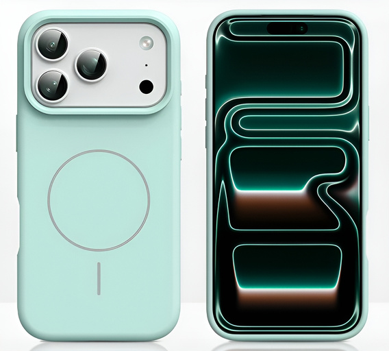 Etui silikonowe do iPhone 17 Pro Max - kompatybilne z MagSafe, antywstrząsowe, zielone