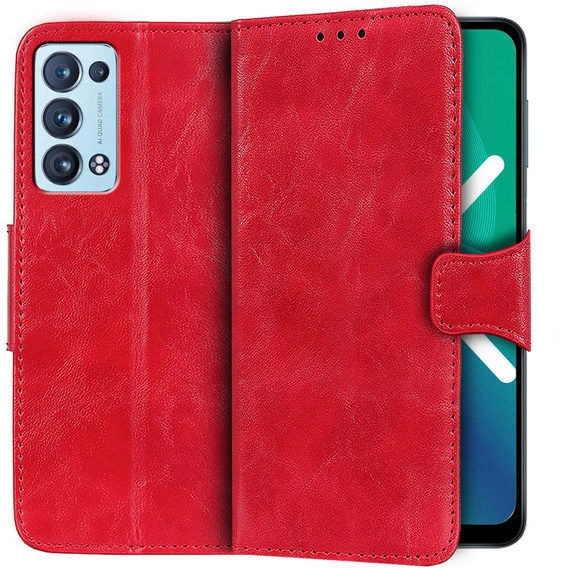 Skórzane Etui Wallet do Oppo Reno6 Pro 5G, Red