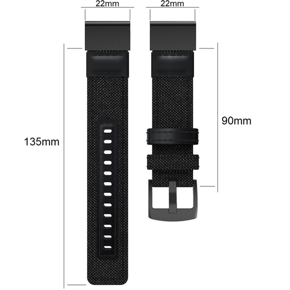 Pasek Nylonowy Quickfit do Garmin Fenix 22mm, Czarny