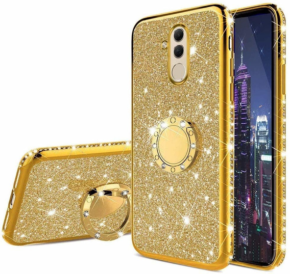 Etui do Huawei Mate 20 Lite, Obudowa Bling Case brokatowe, Złote