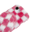 Etui do iPhone 16e, Fluffy Checkered Case, z lusterkiem, różowe
