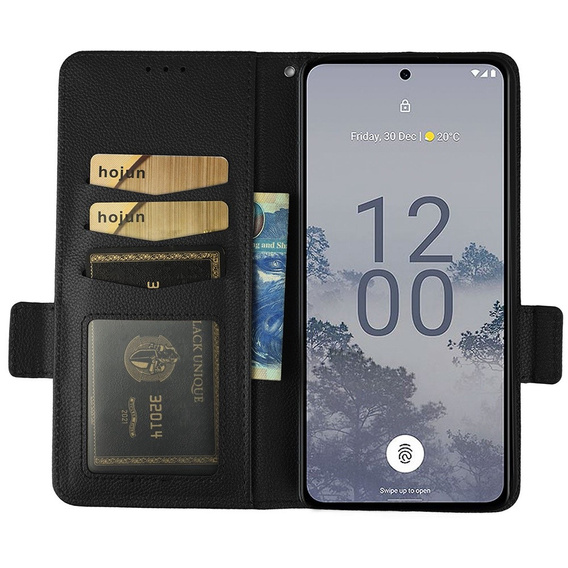 Etui z klapką do Nokia X30 5G, Wallet Litchi Magnet Case, czarne