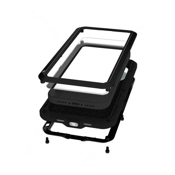 Etui Love Mei do iPhone 17 Pro Max, pancerne ze szkłem, czarne