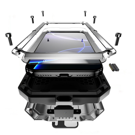 Etui pancerne do iPhone 17 Pro, R-JUST, srebrne