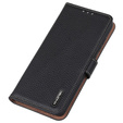 Skórzane Etui KHAZNEH RFID do OnePlus 12R, Litchi Texture, czarne