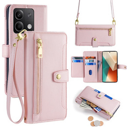 Etui z klapką do Xiaomi Redmi Note 13 5G, Wallet Zipper Pocket, różowe