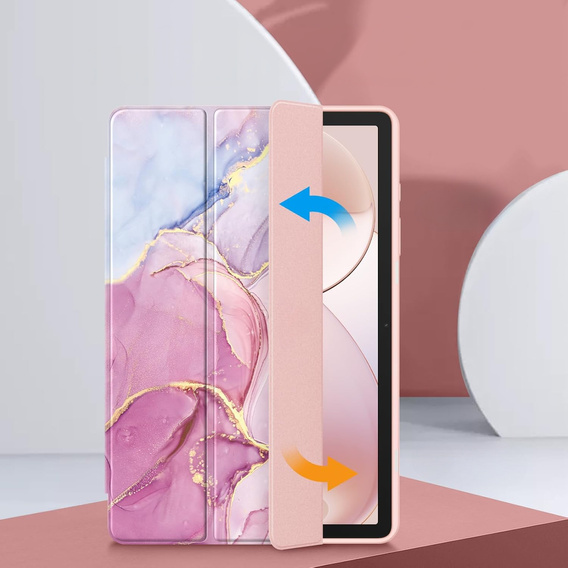 Stylowe etui do Samsung Galaxy Tab A9+ – Smartcase Hybrid Marble różowe
