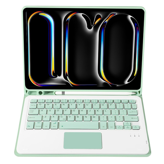 Etui z klawiaturą do iPad Pro 11" 2024 (5 gen.), Leather Pen Slot TouchPad, jasnozielone