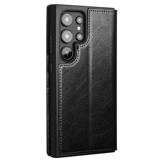 Etui z klapką do Samsung Galaxy S24 Ultra, QIALINO Leather Wallet, czarne