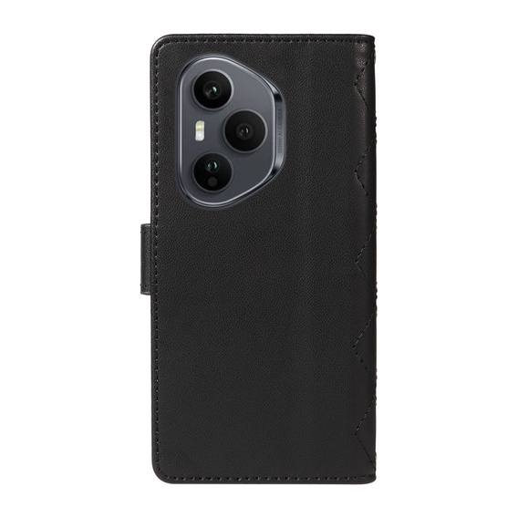 Etui z klapką do Honor 400 Pro 5G, Crossbody Leather Wallet, czarne