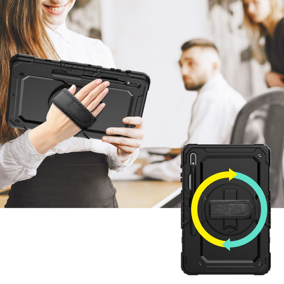 Etui pancerne do Samsung Galaxy Tab S8+ Plus/ S7+ Plus/ S7 FE 12.4, ochronne 360 z miejscem na rysik, Czarne