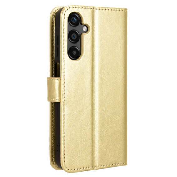 Etui z klapką do Samsung Galaxy M55 5G, Crazy Horse Wallet, złote