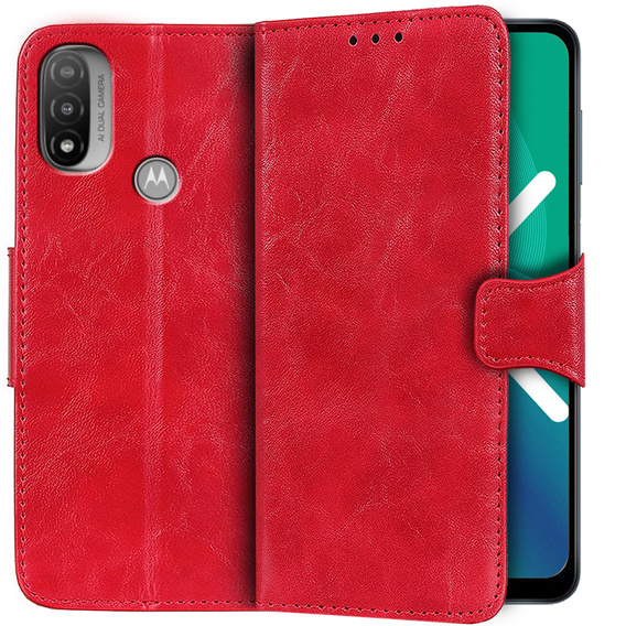 Skórzane Etui Wallet do Motorola Moto E20/E30/E40, Red