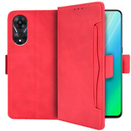 Etui z klapką do Oppo A98 5G, Card Slot, czerwone