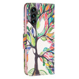 Etui z klapką do Samsung Galaxy A15, Wallet, tree of life, białe + szkło 9H