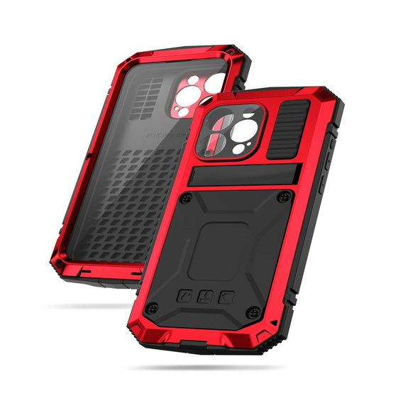 Etui do iPhone 15 Pro, R-JUST, pancerne, czerwone / czarne