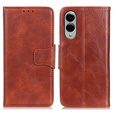 Etui z klapką do Samsung Galaxy S25 Edge, skórzane, brązowe