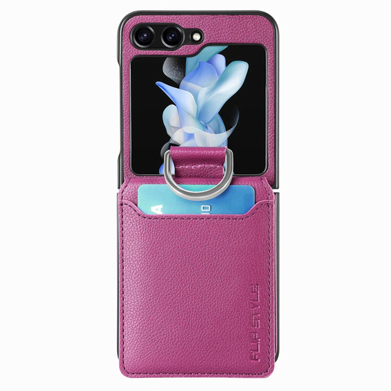 Etui do Samsung Galaxy Z Flip6 5G, Card Slot Ring Case, fioletowe