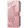 Etui z klapką do Honor Magic 6 Lite 5G, Butterfly, różowe rose gold