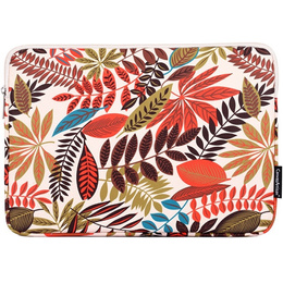 Etui na Laptopa 13" z Kolorowym Nadrukiem Liści - Pomarańczowe