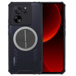 Etui do Xiaomi 13T / 13T Pro, z blaszką magnetyczną, Czarne / Przezroczyste