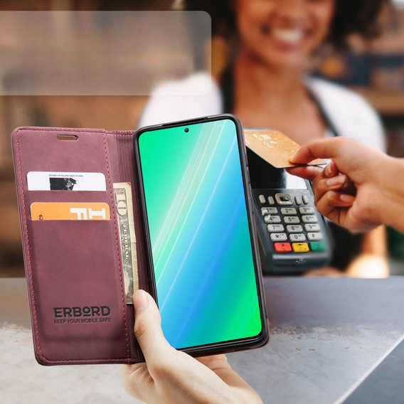 Etui do Samsung Galaxy A54, ERBORD Vintage portfel z klapką, czerwone