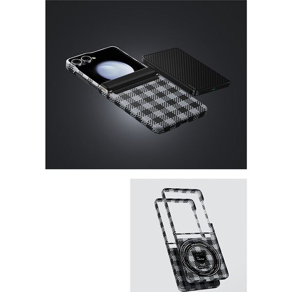 Etui Benks Magnetic Armor Vichy Spin Kevlar 1000D BK48 do Samsung Galaxy Z Flip7 – czarny / biały