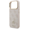 Etui GUESS do iPhone 17 Pro, 4G Strass Logo, do MagSafe, z paskiem, różowe