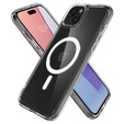 Etui z MagSafe Spigen do iPhone 15, Ultra Hybrid, przezroczyste / białe + Szkło Hartowane 9H