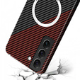 Etui do Samsung Galaxy S23, Magsafe Slim Carbon, czarne / czerwone