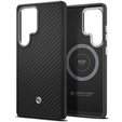 Etui Spigen do Samsung Galaxy S25 Ultra, Enzo Aramid MagSafe, carbon czarne + Szkło Hartowane 9H