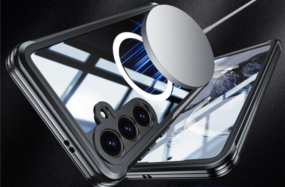 Etui do Samsung Galaxy S25 FE, Shockproof, ze szkłem, do MagSafe, czarne