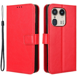 Etui z klapką do Motorola Edge 50 Ultra, Crazy Horse Wallet, czerwone