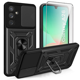 Etui pancerne do Samsung Galaxy A26, CamShield Slide, czarne + Szkło Hartowane 9H