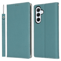 Etui z klapką do Samsung Galaxy S25, Litchi Skin Grain, niebieskie