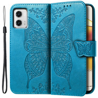 Etui z klapką do Motorola Moto G73 5G, Butterfly, niebieskie