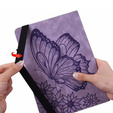 Etui do Samsung Galaxy Tab S10 Lite / S10 FE / S9 FE, Wallet Pen Slot, butterflies, Fioletowe
