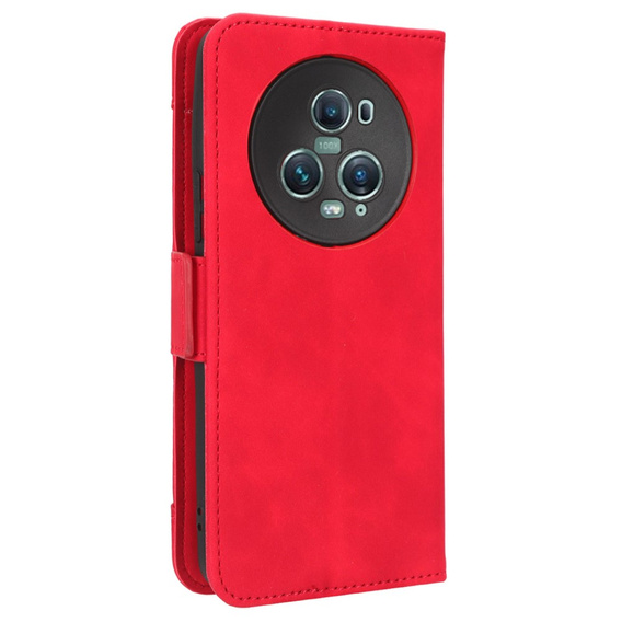 Etui z klapką do Honor Magic 5 Pro 5G, Card Slot, czerwone