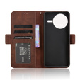 Etui z klapką do Xiaomi Poco F7 Pro, Card Slot, brązowe