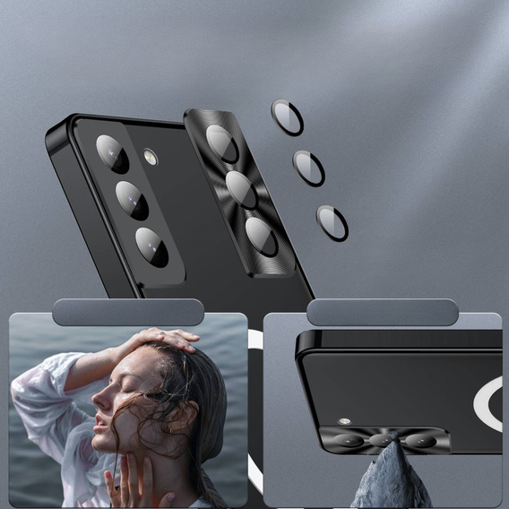 Etui z ochroną aparatu do Samsung Galaxy S21 FE 5G, CamShield MagSafe, przezroczyste / czarne