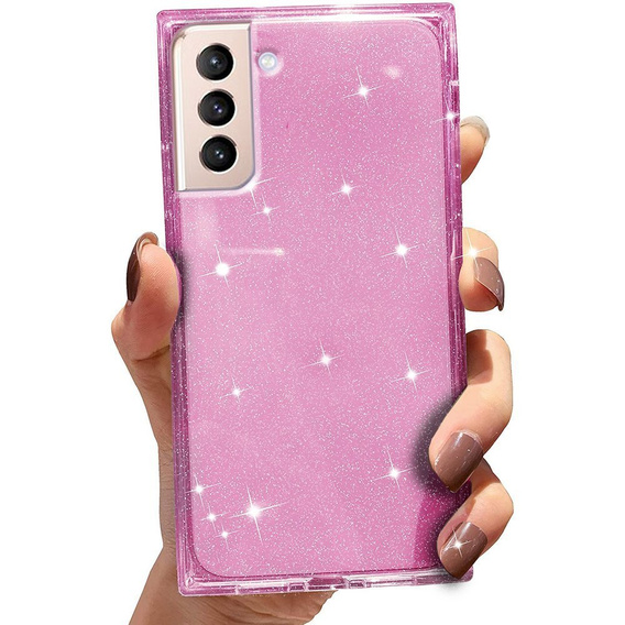 Etui Square Glitter do Samsung Galaxy S21+ Plus, Rose Gold