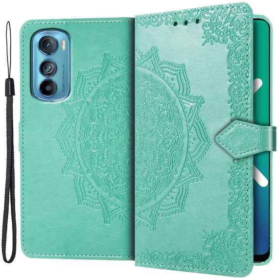 Etui z klapką do Motorola Edge 30, Mandala, zielone